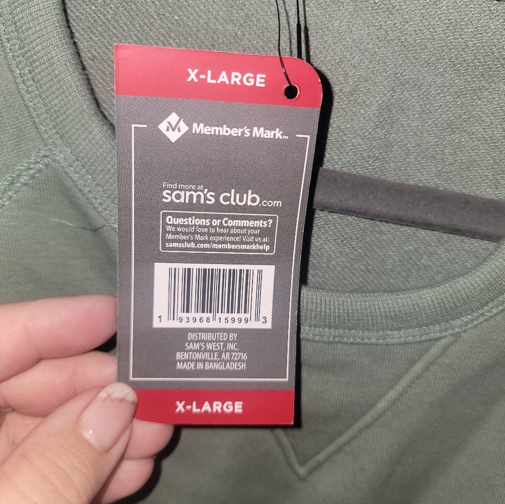NWT Mens Sz XL Member's Mark Sam's Club FrenchTerry Sage Green Sweatshirt - Picture 6 of 9